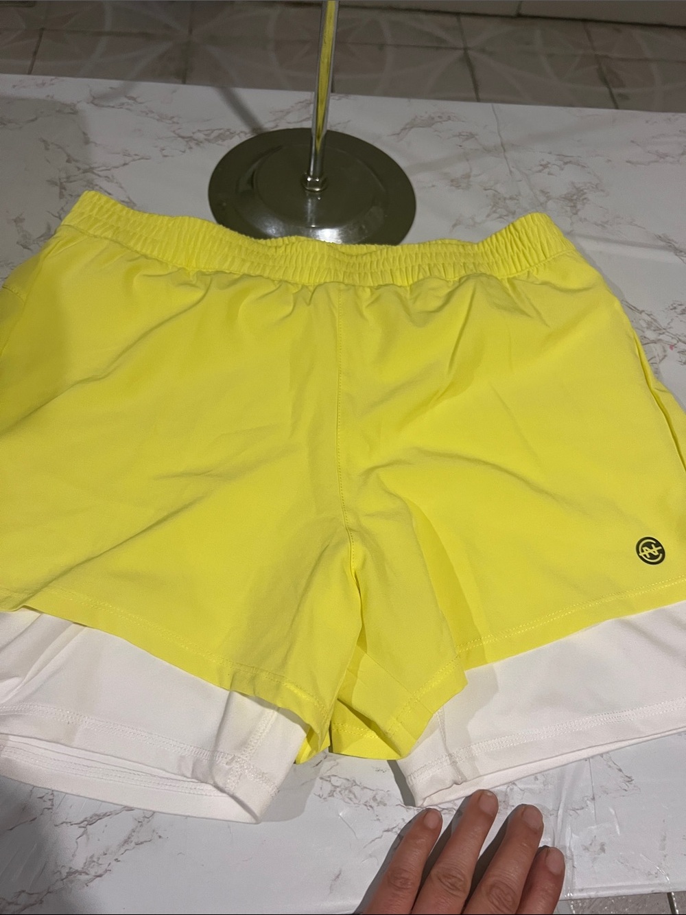 Nautica Yellow Athletic Two-Layer Shorts with White Liner